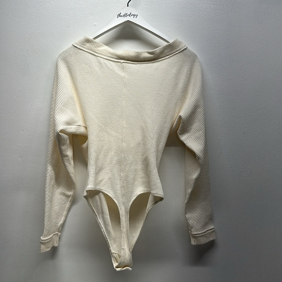 Intimately Free People Lovin This Feeling Bodysuit Long Sleeve Knit Cream Large - Picture 6 of 6